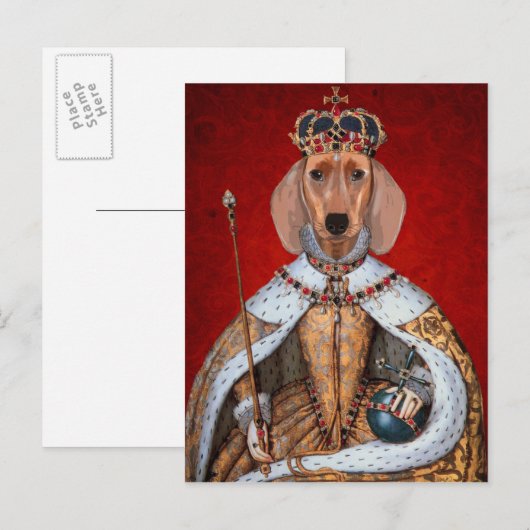 Dackel Queen Postkarte (Vorne/Hinten)
