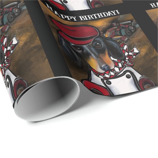 DACKEL RACER GESCHENKPAPIER (Rolleneckpunkt)