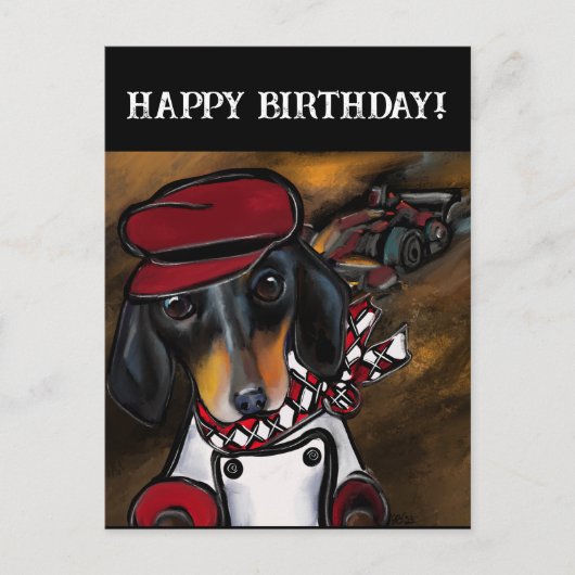 DACKEL RACER POSTKARTE (Vorderseite)