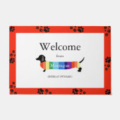 Dackel Rainbow Monogram Welcome Typografy Dog Fußmatte (Vorderseite)