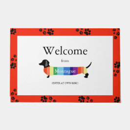 Dackel Rainbow Monogram Welcome Typografy Dog Fußmatte