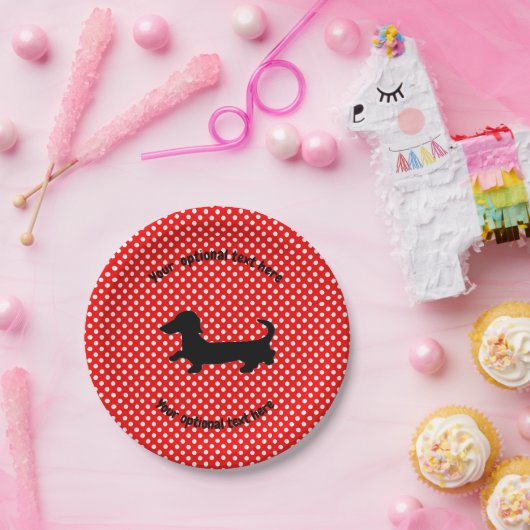 Dackel Red and White Polka Dots Paper Teller (Party)