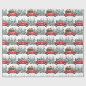 Dackel Red Car Winterforest Pattern Geschenkpapier (Flach)