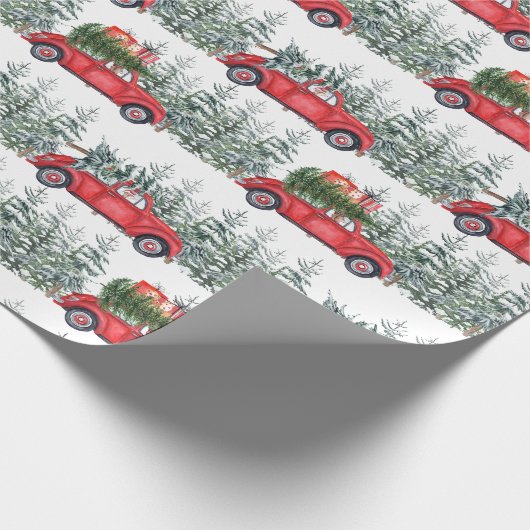 Dackel Red Car Winterforest Pattern Geschenkpapier (Ecke)