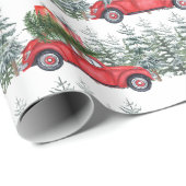 Dackel Red Car Winterforest Pattern Geschenkpapier (Rolleneckpunkt)