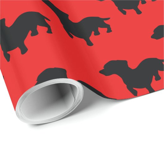 Dackel Red Wrapping Paper Geschenkpapier (Rolleneckpunkt)
