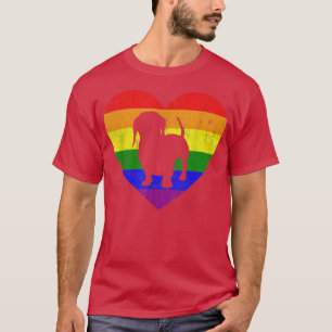 Dackel-Regenbogenflagge Herz für Lesben, Schwulen, T-Shirt