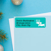 Dackel Reindeer Blue Christmas Address Labels