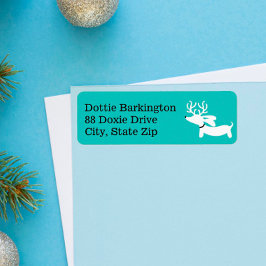 Dackel Reindeer Blue Christmas Address Labels