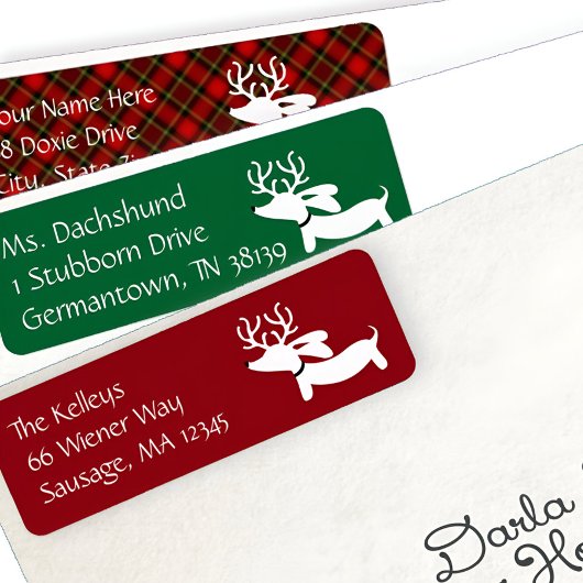 Dackel Reindeer Earthy Christmas Address Labels