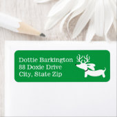 Dackel Reindeer Green Christmas Address Labels (Insitu)