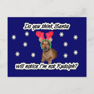 Dackel-Reindeer-Postkarte Feiertagspostkarte