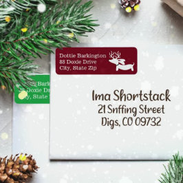 Dackel Reindeer Red Christmas Address Labels