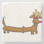 Dackel Rentier Steinuntersetzer (Vorderseite)