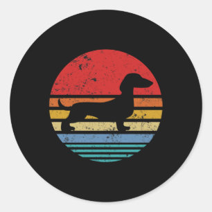 Dackel Retro Sunset Dog Daschund Classic Runder Aufkleber