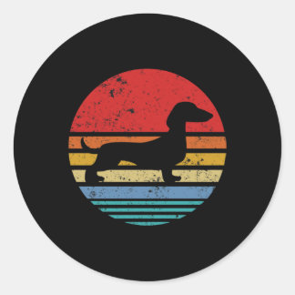 Dackel Retro Sunset Dog Daschund Runder Aufkleber
