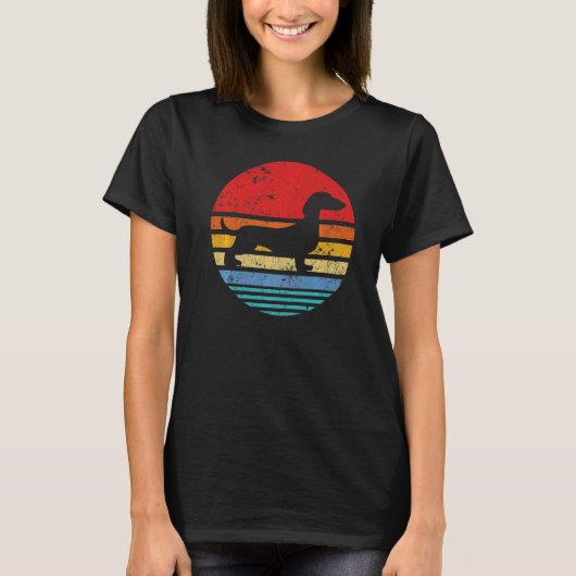 Dackel Retro Sunset Dog Daschund T-Shirt (Vorderseite)