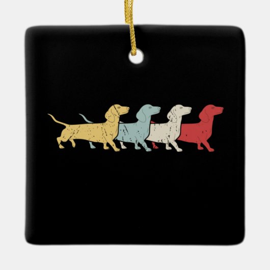Dackel Retro Vintag Keramikornament (Vorderseite)