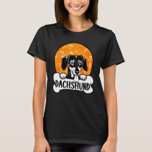 Dackel Retro Vintage Silhouette Niedlicher Hund T-Shirt