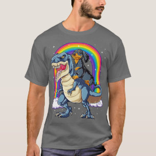 Dackel Riding Dinosaur T rex für Männer Frauen Jun T-Shirt
