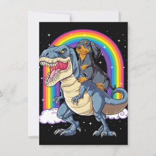 Dackel Riding Dinosaur T Rex Geschenke Jungen Kind Einladung