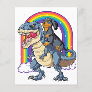 Dackel Riding Dinosaur T Rex gibt Jungen Kinder ic Flyer