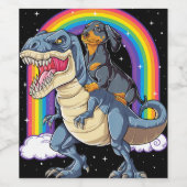 Dackel Riding Dinosaur T Rex gibt Jungen Kinder ic Weinetikett (Einzelnes Label)