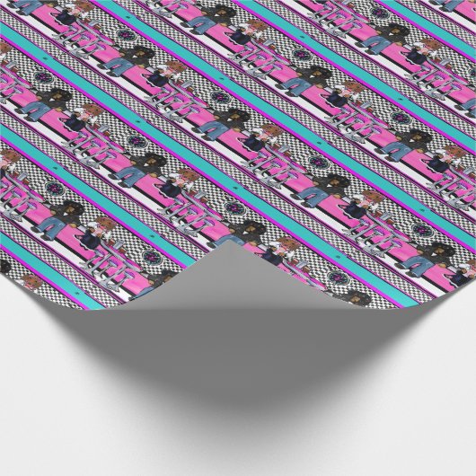 Dackel Rock and Roll Geschenkpapier (Ecke)