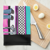 Dackel Rock and Roll Geschirrtuch (Viertel Falte)