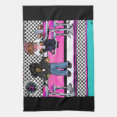 Dackel Rock and Roll Geschirrtuch (Vertikal)