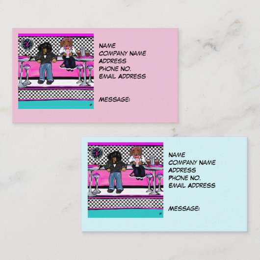 Dackel Rock and Roll Visitenkarte (Vorne/Hinten)