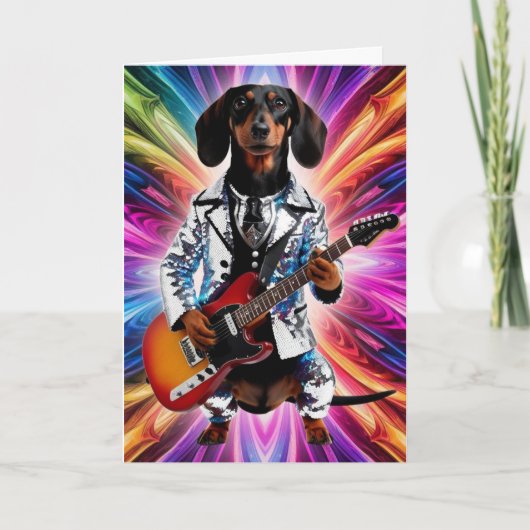 Dackel Rock Star Karte (Vorderseite)
