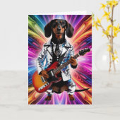 Dackel Rock Star Karte (Gelbe Blume)
