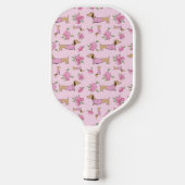 Dackel Rosa Blumengeschenk Pickleball Schläger (Rückseite)