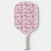 Dackel Rosa Blumengeschenk Pickleball Schläger (Vorderseite)