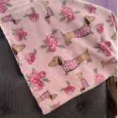 Dackel Rosa Blumenkohl Dackel Hunde Liebe Fleecedecke