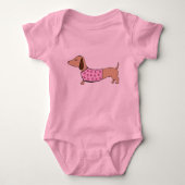 Dackel Rosa Herzstück 1 Stück Outfit für Baby Baby Strampler (Vorderseite)