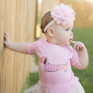 Dackel Rosa Herzstück 1 Stück Outfit für Baby Strampler