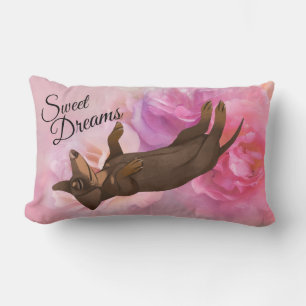 Dackel Rosa Roses Sweet Dreams Pillow Lendenkissen