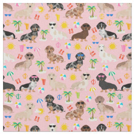 Dackel rosa Strand Stoff