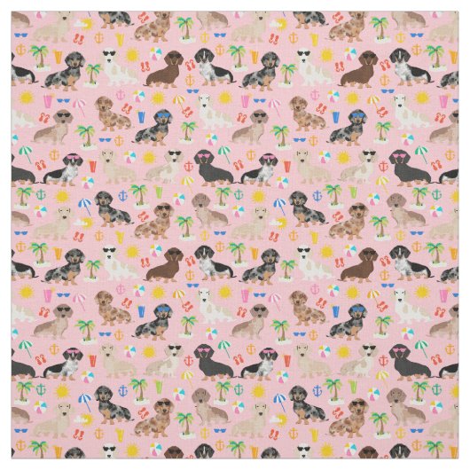 Dackel rosa Strand Stoff (Muster)