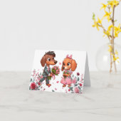 Dackel Rose Valentinkarte Karte (Gelbe Blume)