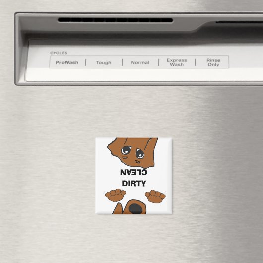 Dackel Rot Pinkeln Cartoon schmutzig sauber Magnet (In Situ (Geschirrspüler))