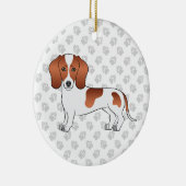 Dackel Rote Flecke, glatte Haare Keramik Ornament (Rechts)