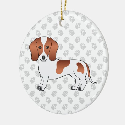 Dackel Rote Flecke, glatte Haare Keramik Ornament (Links)
