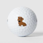 Dackel Roter Cartoon Golfball (Vorderseite)