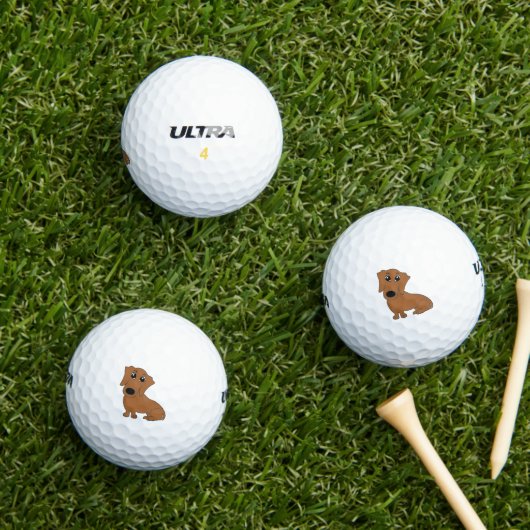 Dackel Roter Cartoon Golfball (Insitu Gras)