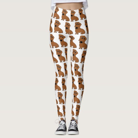 Dackel Roter Cartoon Leggings (Vorderseite)