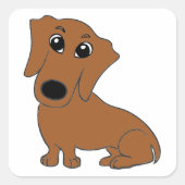 Dackel Roter Cartoon Quadratischer Aufkleber (Vorderseite)