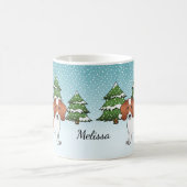 Dackel Rotgebüsch, glatter Coat, Hund - Winterwald Kaffeetasse (Mittel)